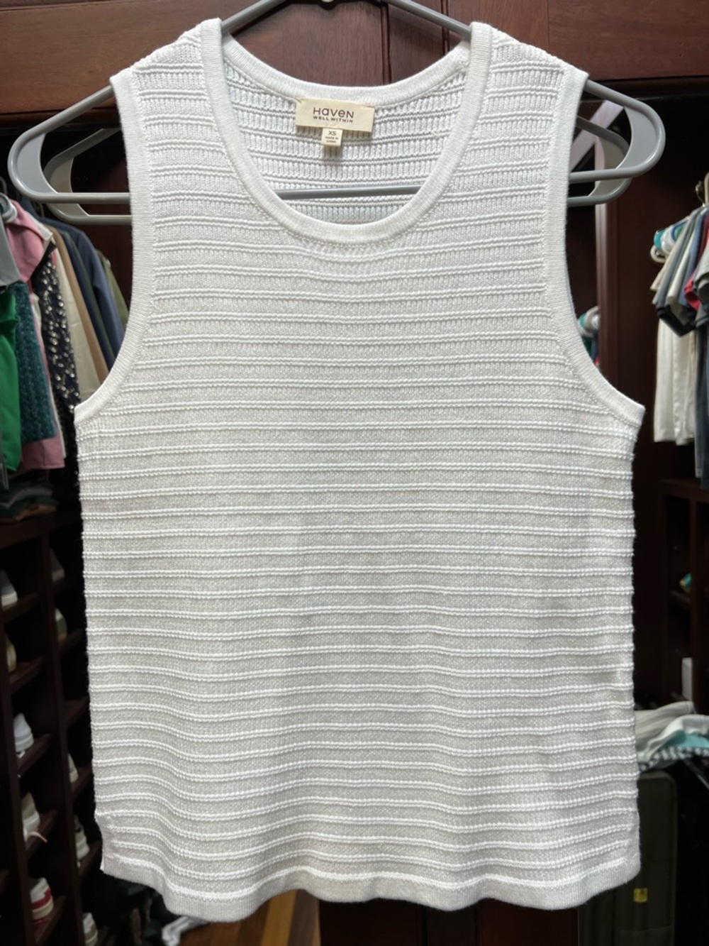 Haven Well Within XS Textured White Knit Tank Top